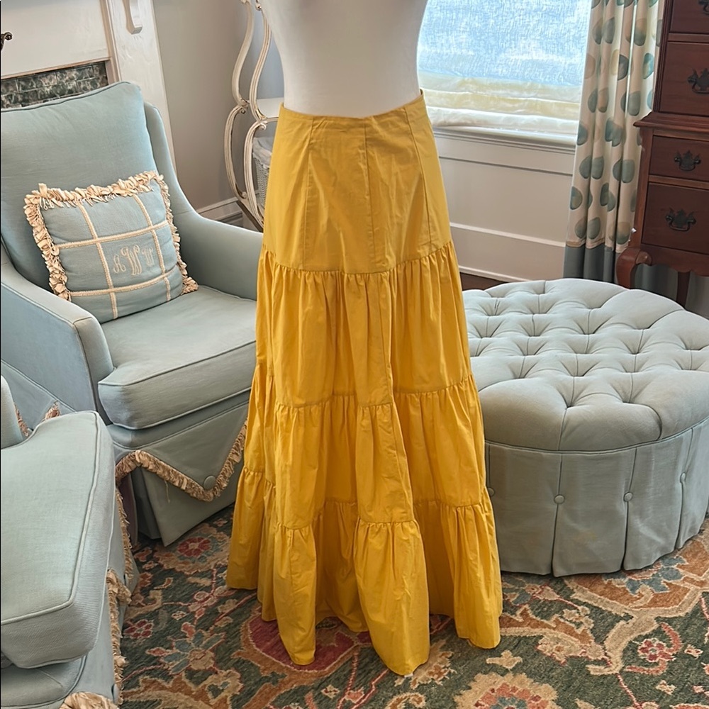 Yellow Tiered Maxi Skirt